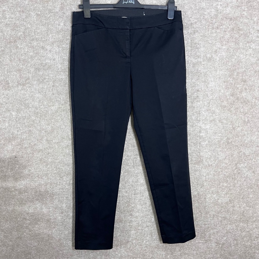 Liz Claiborne Emma Ankle Pants Women 4 Black Stretch Career Trousers Office
